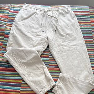 Talentless Men's  Bone  Joggers size 2XL embroidered logo zipper inside pockets